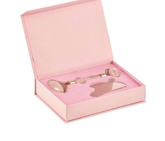 Rose Quartz Roller Gua Sha Set Rose Quartz Face Roller | Ultimate Facial Skin Care Products & Beauty Products Tools | Jade Facial Roller for Face and Eye Massager